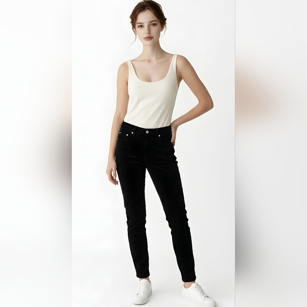 rag & bone Women's Classic High Rise Ankle Black Velvet Skinny Jeans - Size 29